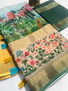 MG 364 Gold Linen Non Catalog Printed Sarees Wholesale Market In Surat